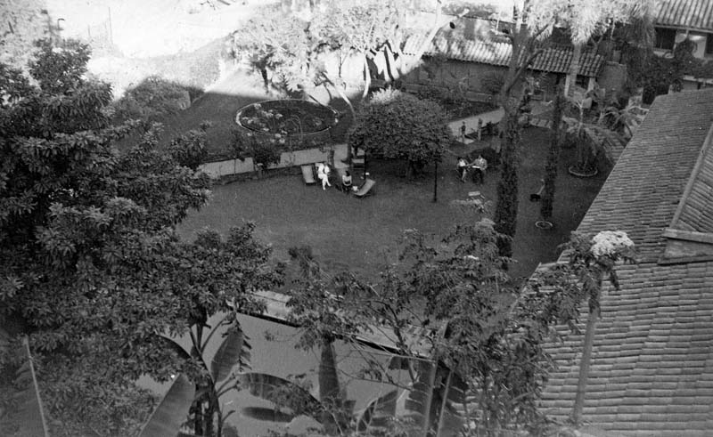 Cuernavaca Mexico - view of hotel garden & pool from EJH balcony - 1-15-1945-H11 - Photo by EJH